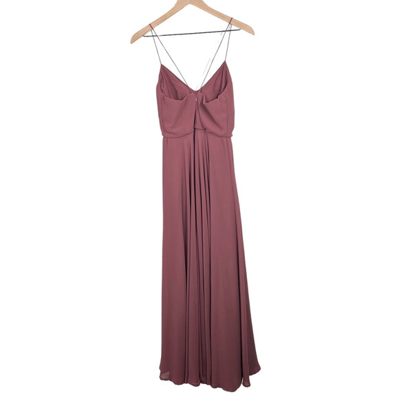 Jenny Yoo Inesse Chiffon Bridesmaid Gown in Cinnamon Rose Size 0 - Picture 3 of 5